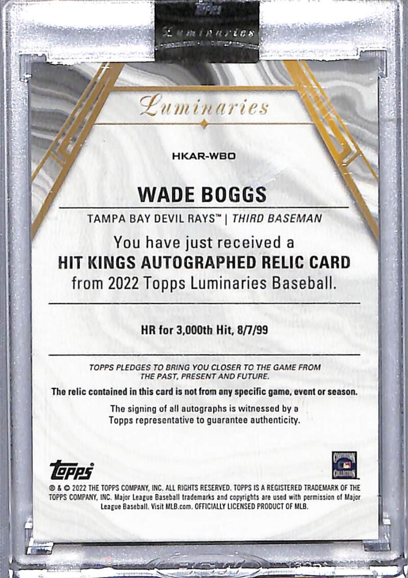 2022 Topps Luminaries #HKAR-WBO Wade Boggs NM-MT MEM Auto 14/15 Tampa Bay Rays Baseball Card