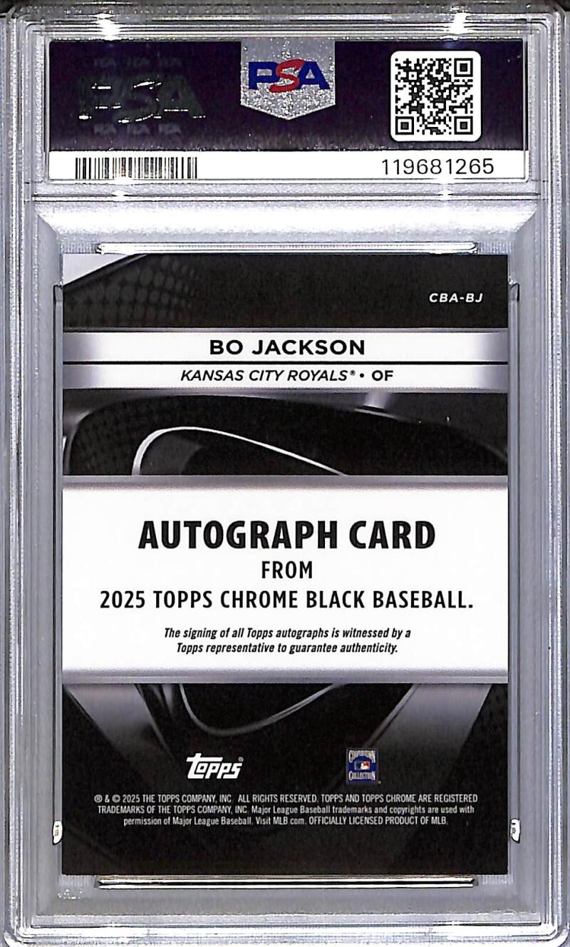 2025 Topps Chrome Black #CBA-BJ Bo Jackson PSA 9 MINT Auto Kansas City Royals  Image 2