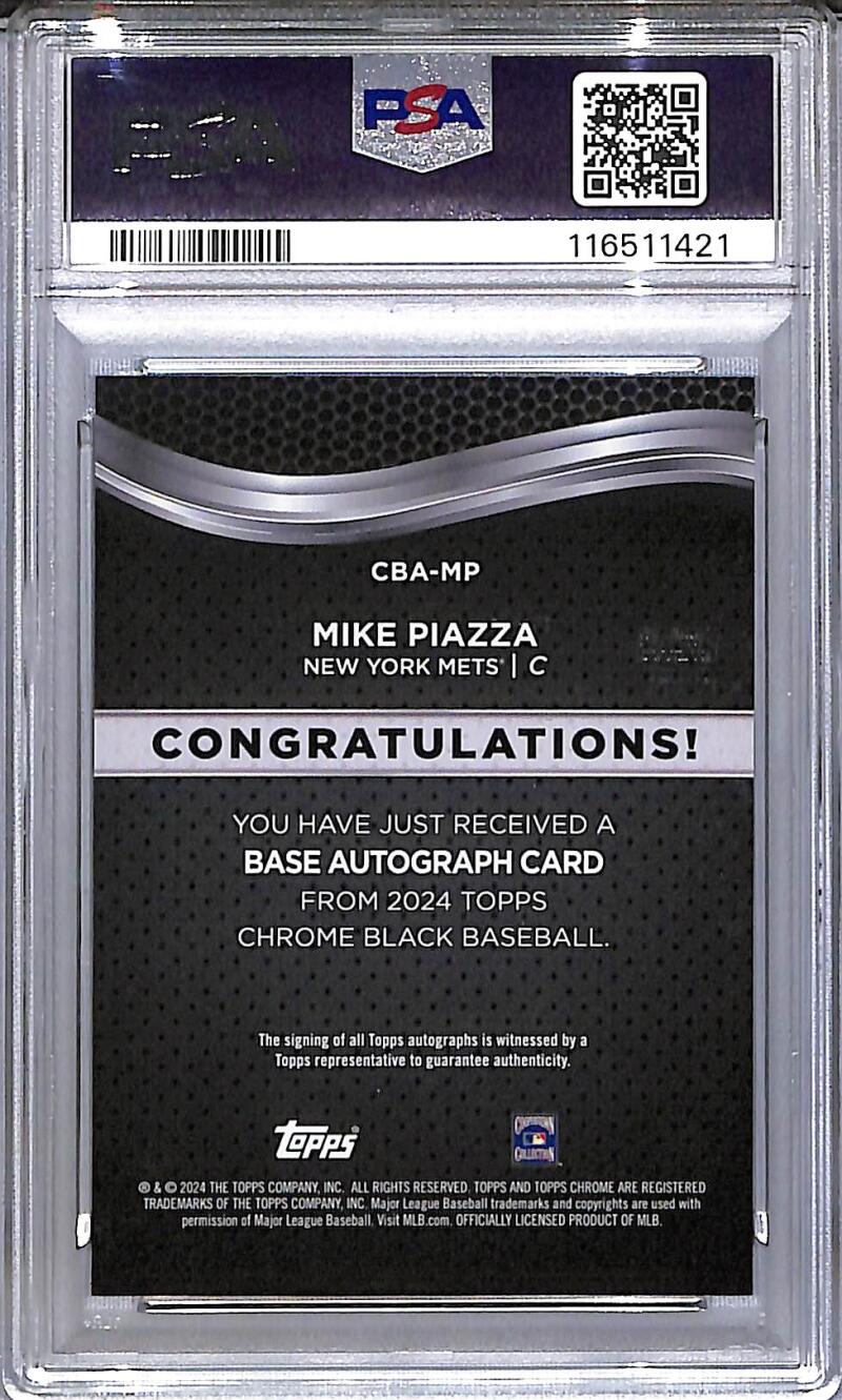 2024 Topps Chrome Black #CBA-MP Mike Piazza PSA 10 GEM MINT Auto New York Mets Image 2