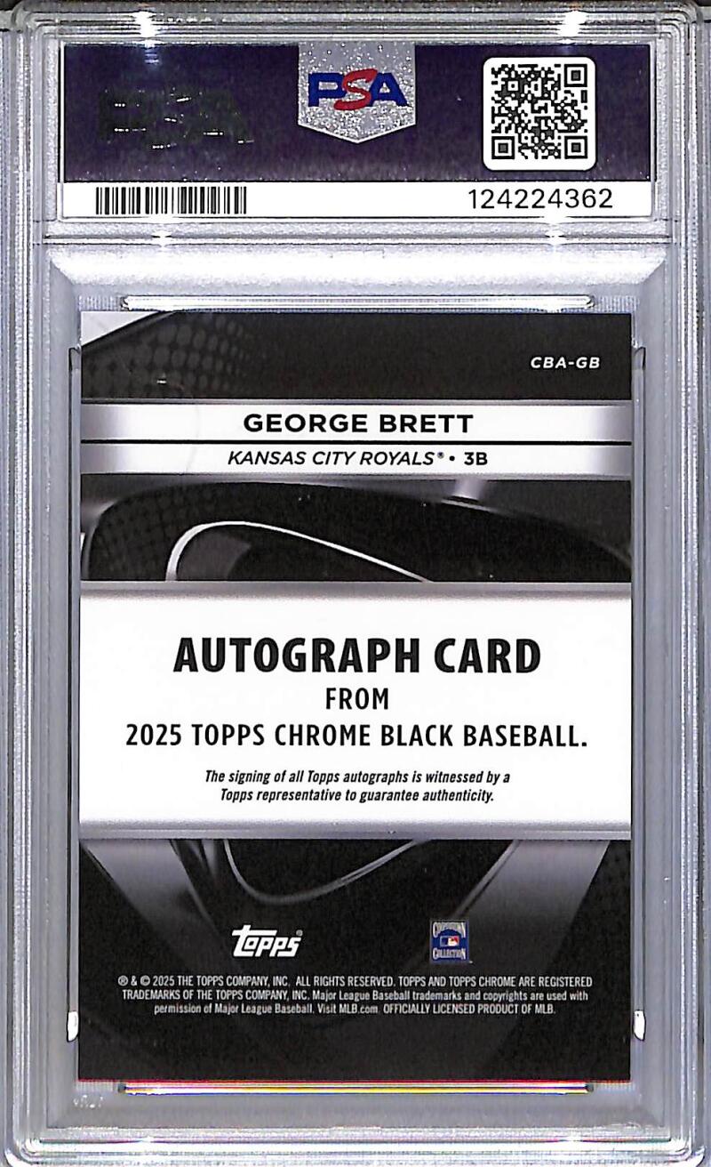 2025 Topps Chrome Black Orange #CBA-GB George Brett PSA 9 MINT Auto 17/25 Kansas City Royals Image 2