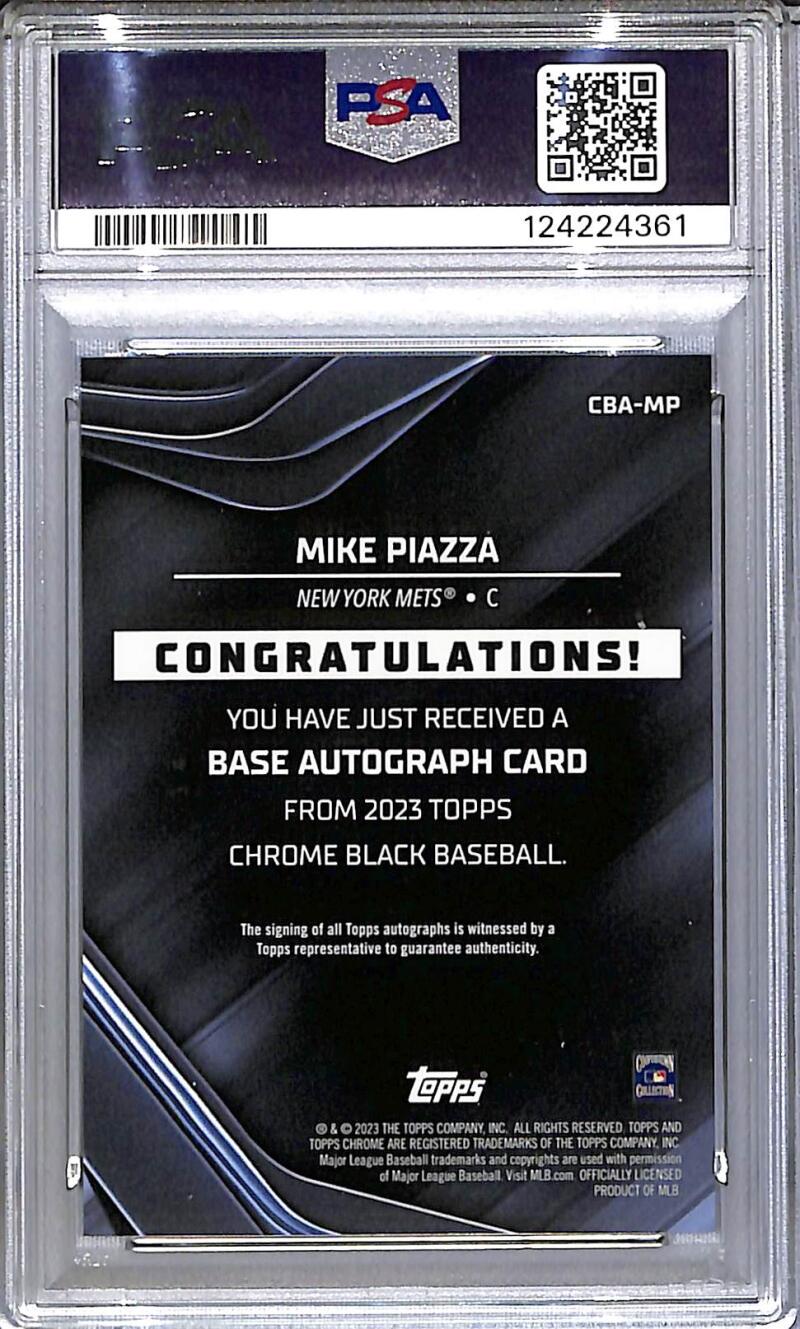 2023 Topps Chrome Black Orange #CBA-MP Mike Piazza PSA 9 MINT Auto 11/25 New York Mets Image 2