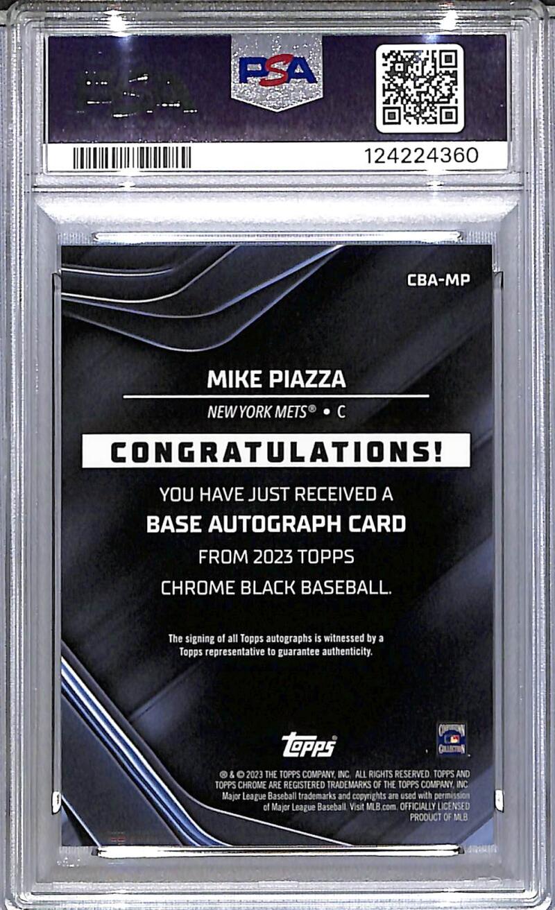 2023 Topps Chrome Black Orange #CBA-MP Mike Piazza PSA 9 MINT Auto 12/25 New York Mets Image 2