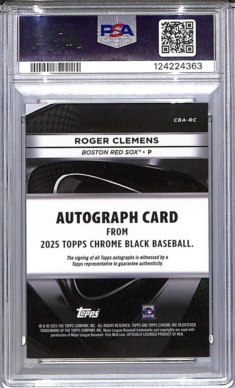 2025 Topps Chrome Black Orange #CBA-RC Roger Clemens PSA 9 MINT Auto 14/25 Boston Red Sox Image 2