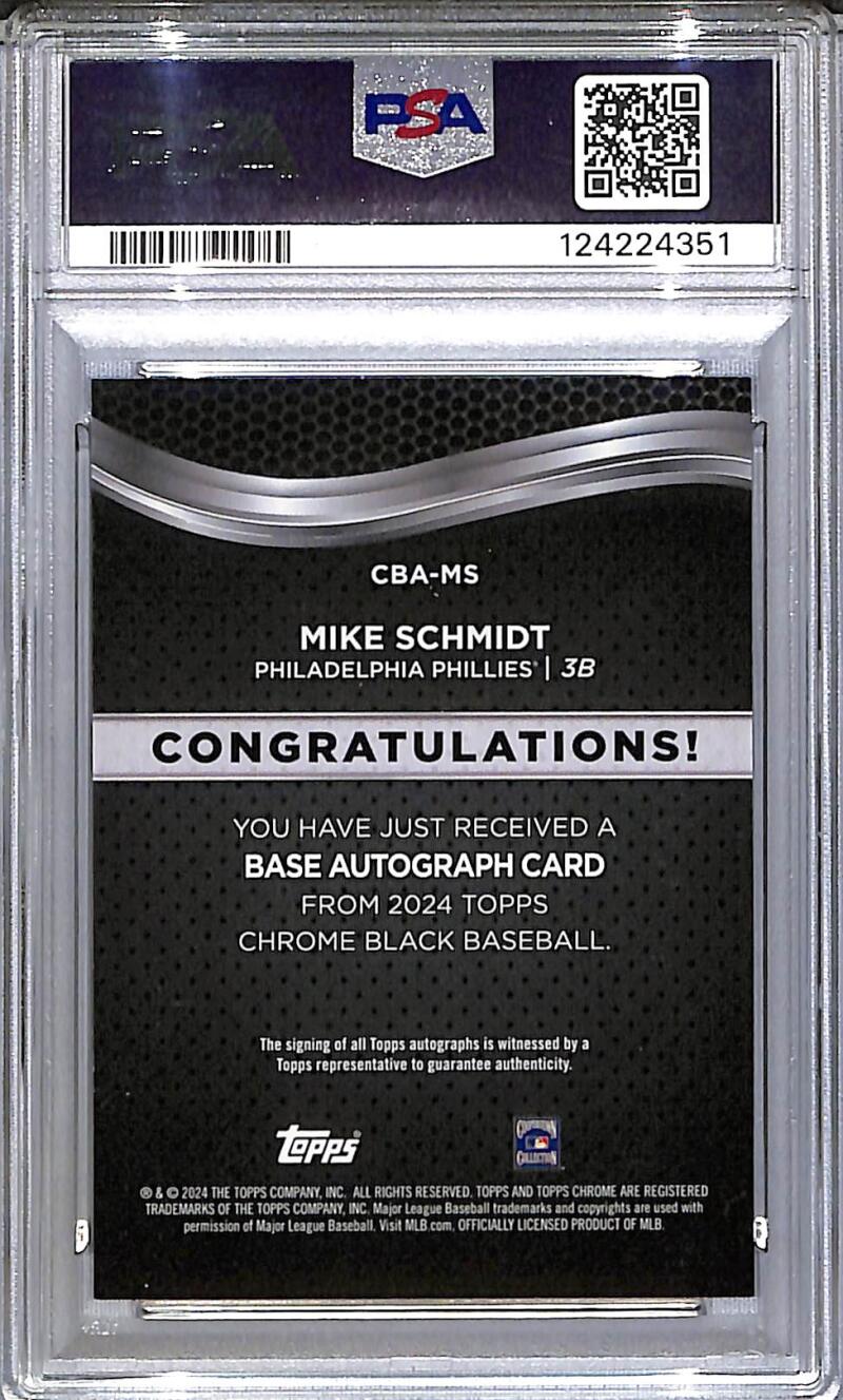 2024 Topps Chrome Black #CBA-MS Mike Schmidt PSA 8 NM-MT Auto Philadelphia Phillies Image 2