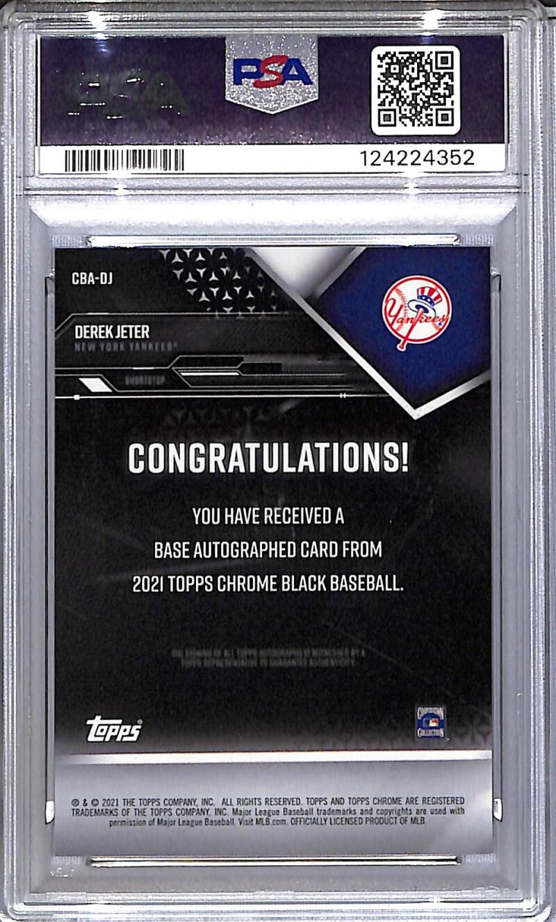 2021 Topps Chrome Black #CBA-DJ Derek Jeter PSA 10 GEM MINT Auto New York Yankees Image 2