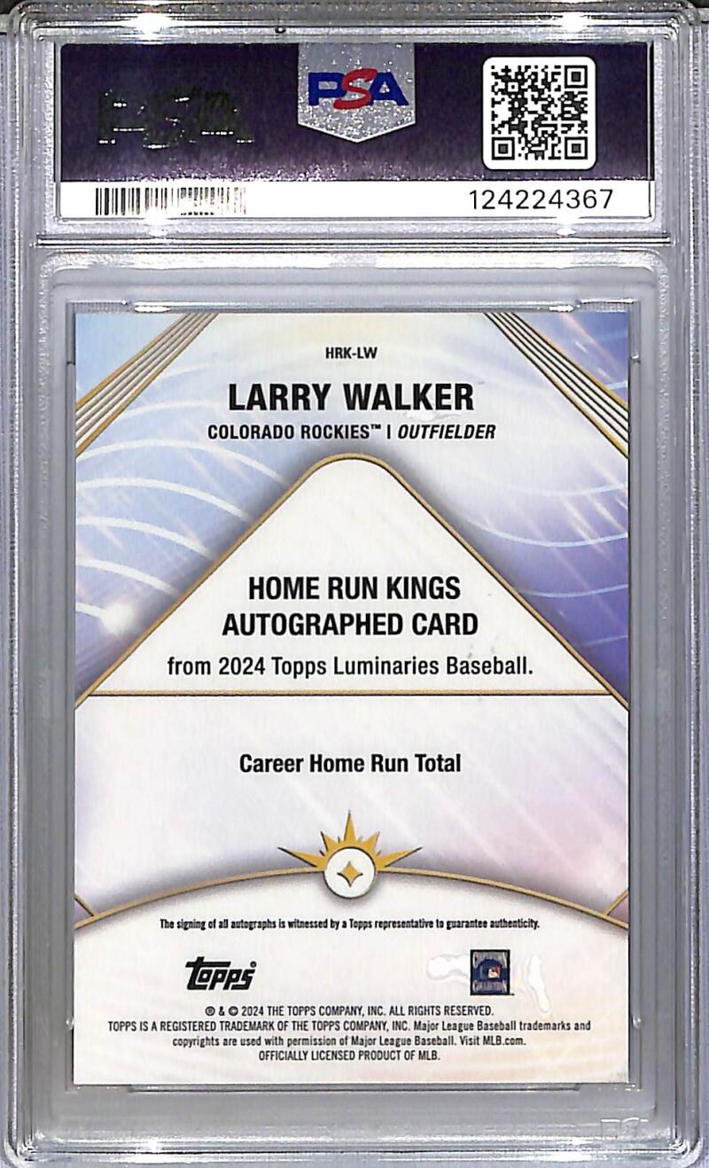 2024 Topps Luminaries Home Run Kings #HRK-LW Larry Walker PSA 10 GEM MINT Auto 14/25 Colorado Rockies Image 2