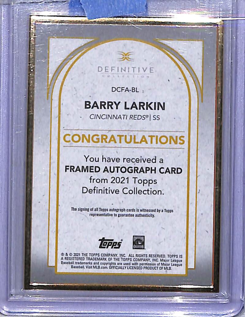 2021 Topps Definative Purple #DCFA-BL Barry Larkin NM-MT Auto 6/10 Cincinnati Reds Image 2