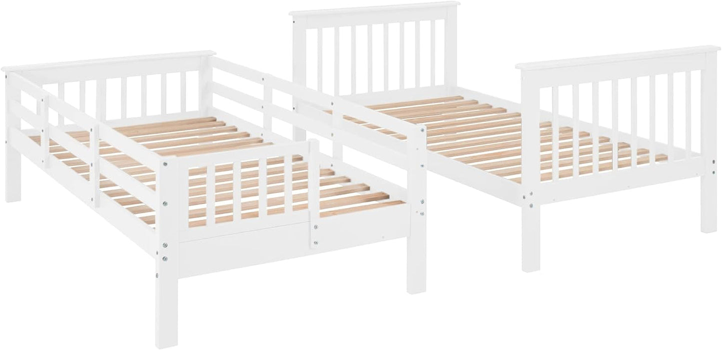Twin over Twin Bunk Bed with Stairs, Solid Wood Bunk Bed Frame with Storage for Kids Teens Adults Bedroom Dorm - White-4