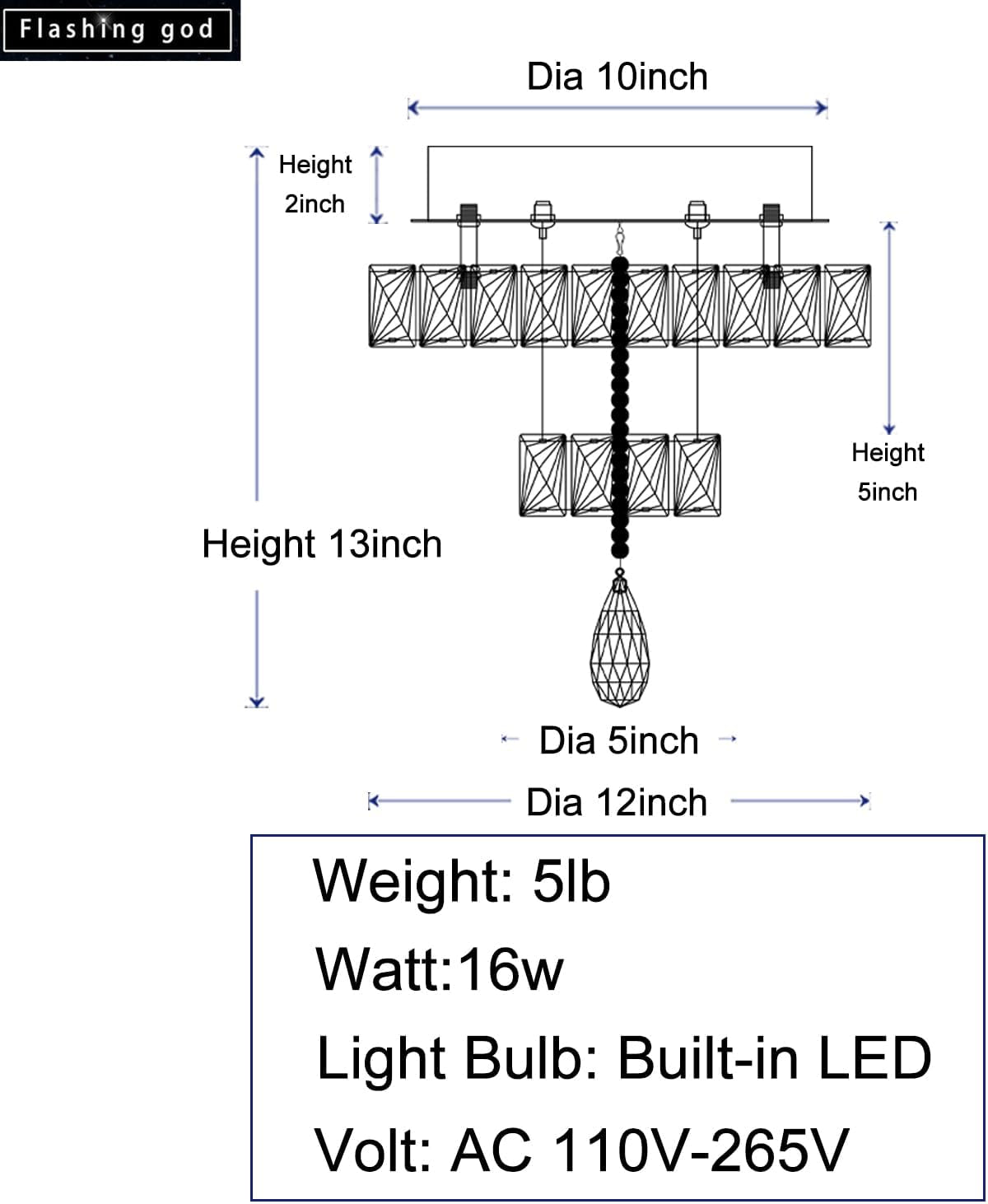 Gold Crystal Chandelier TwelveInch Dimmable Flush Mount-4