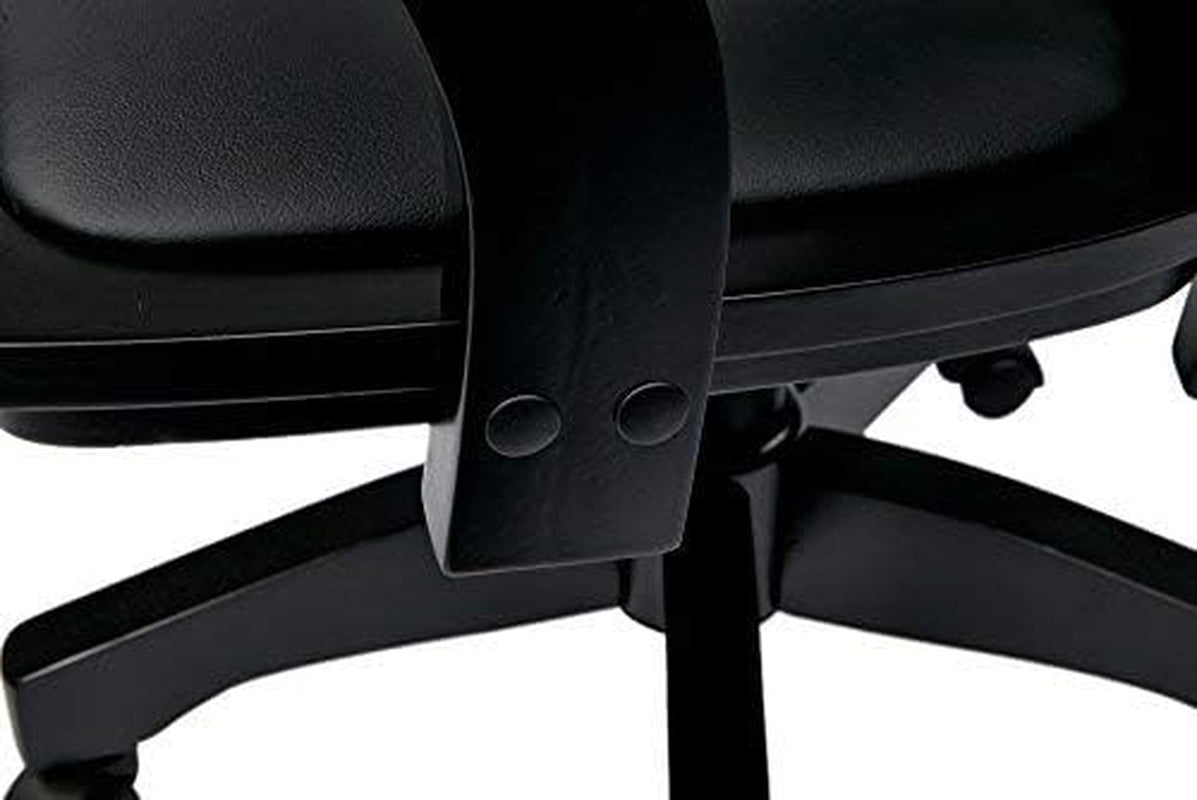 OSP Home Furnishings Deluxe Wood Banker'S Desk Chair with Padded Seat, Adjustable Height and Locking Tilt, Black Finish and Black Vinyl-4