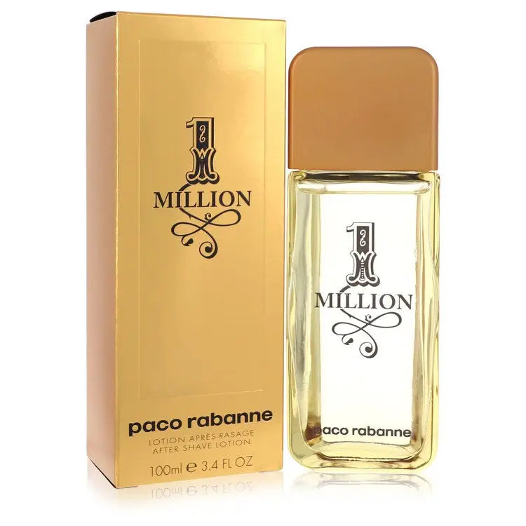 Paco Rabanne 1 Million aftershave lotion in a gold box and clear bottle for men