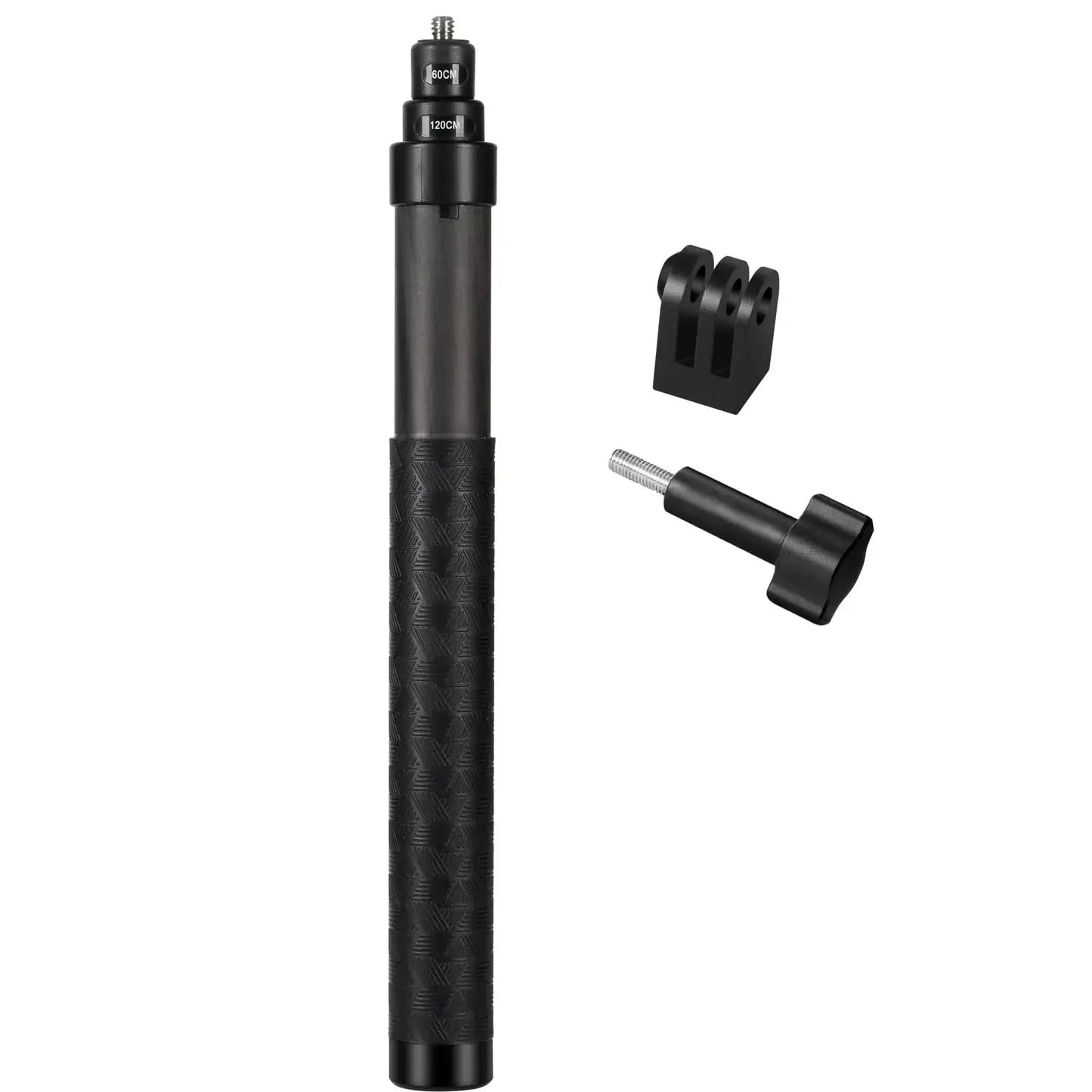 Black carbon fiber selfie stick with accessories for Insta360 X4 DJI OSMO Action Cameras