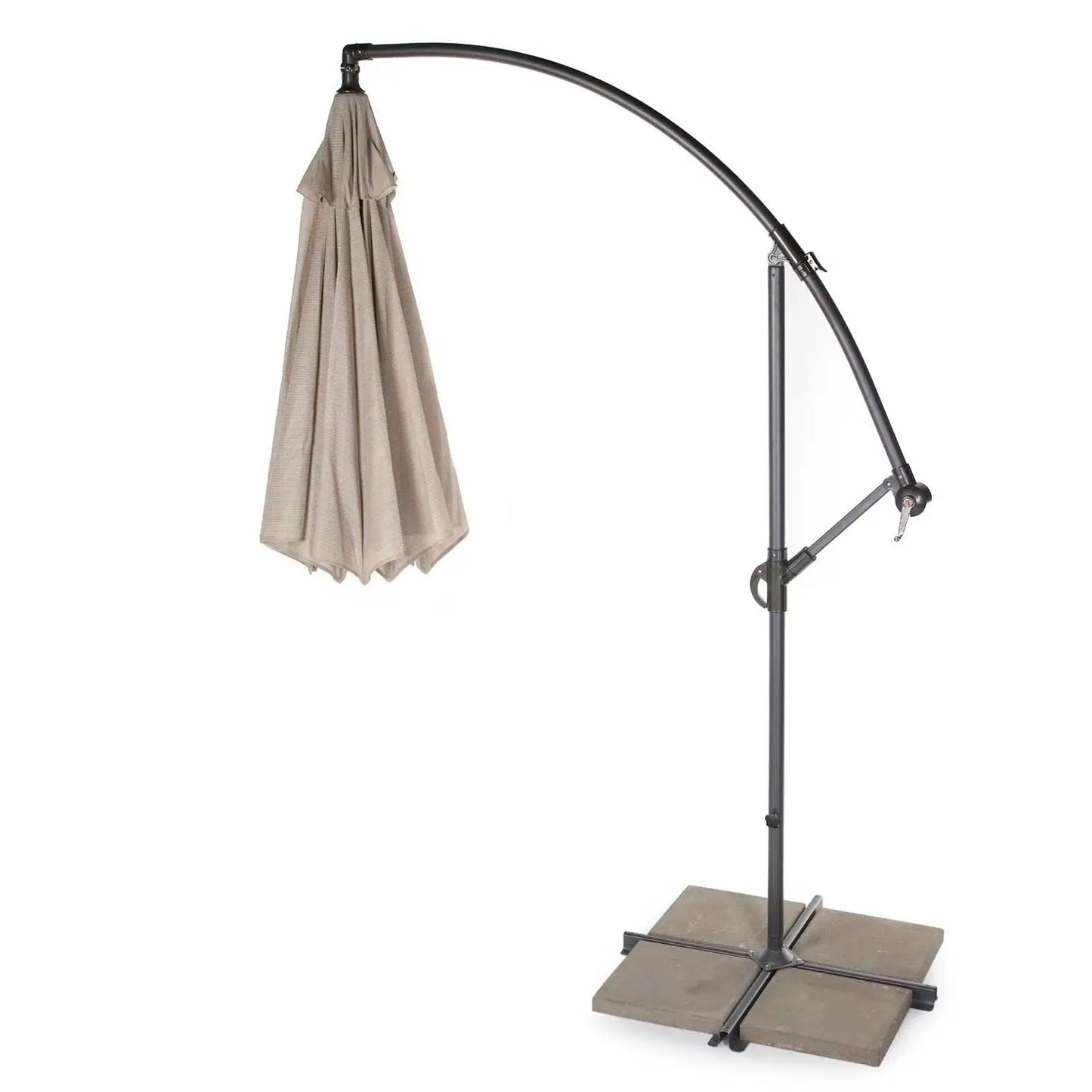 10 Foot Mocha Offset Patio Canopy Umbrella Rotates 360 Degrees - Outdoor > Outdoor Furniture