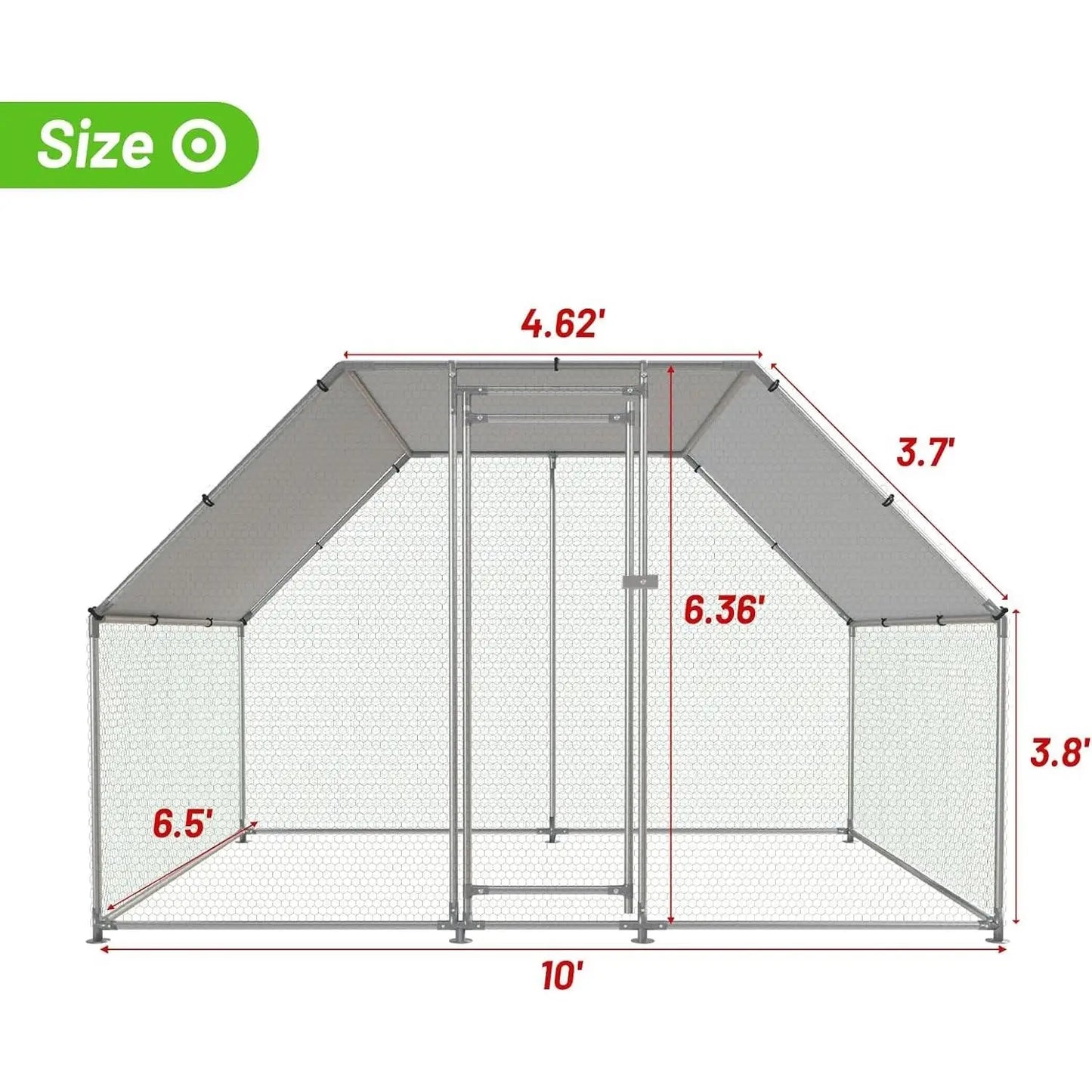 10-Ft x 6.5-Ft Outdoor Walk-in Metal Chicken Coop with Water-Resistant Cover - Outdoor > Chicken Coops