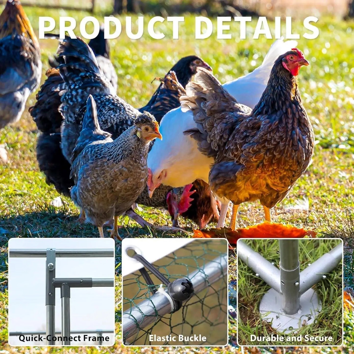 10-Ft x 6.5-Ft Outdoor Walk-in Metal Chicken Coop with Water-Resistant Cover - Outdoor > Chicken Coops