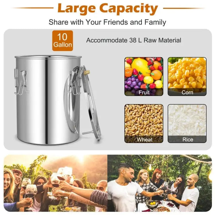 10 Gallon Stainless Steel Alcohol Still Fermenting / Distilling Kit - Kitchen > Cookware Sets