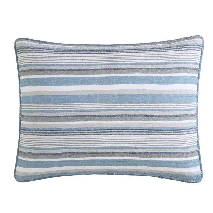 Blue and white striped textured throw pillow from the 100-Percent Cotton Daybed Set