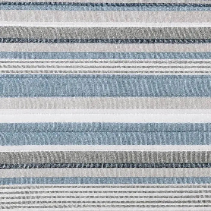 Striped blue, white, and grey cotton daybed set with nautical stripes and cover