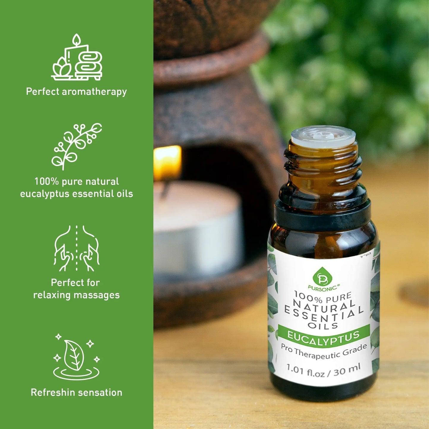 Bottle of 100% pure natural eucalyptus essential oil from Natural Eucalyptus Essential Oils