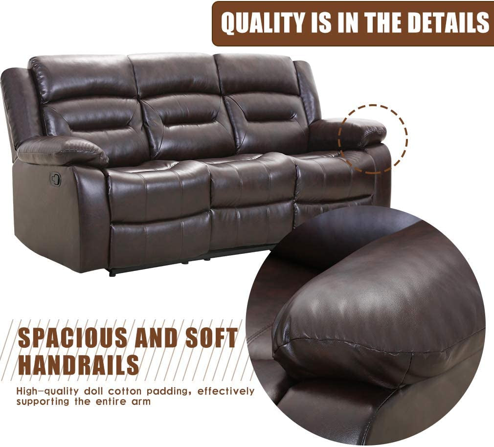 3-Seat Home Theater Recliner Sofa Set, Gray-4