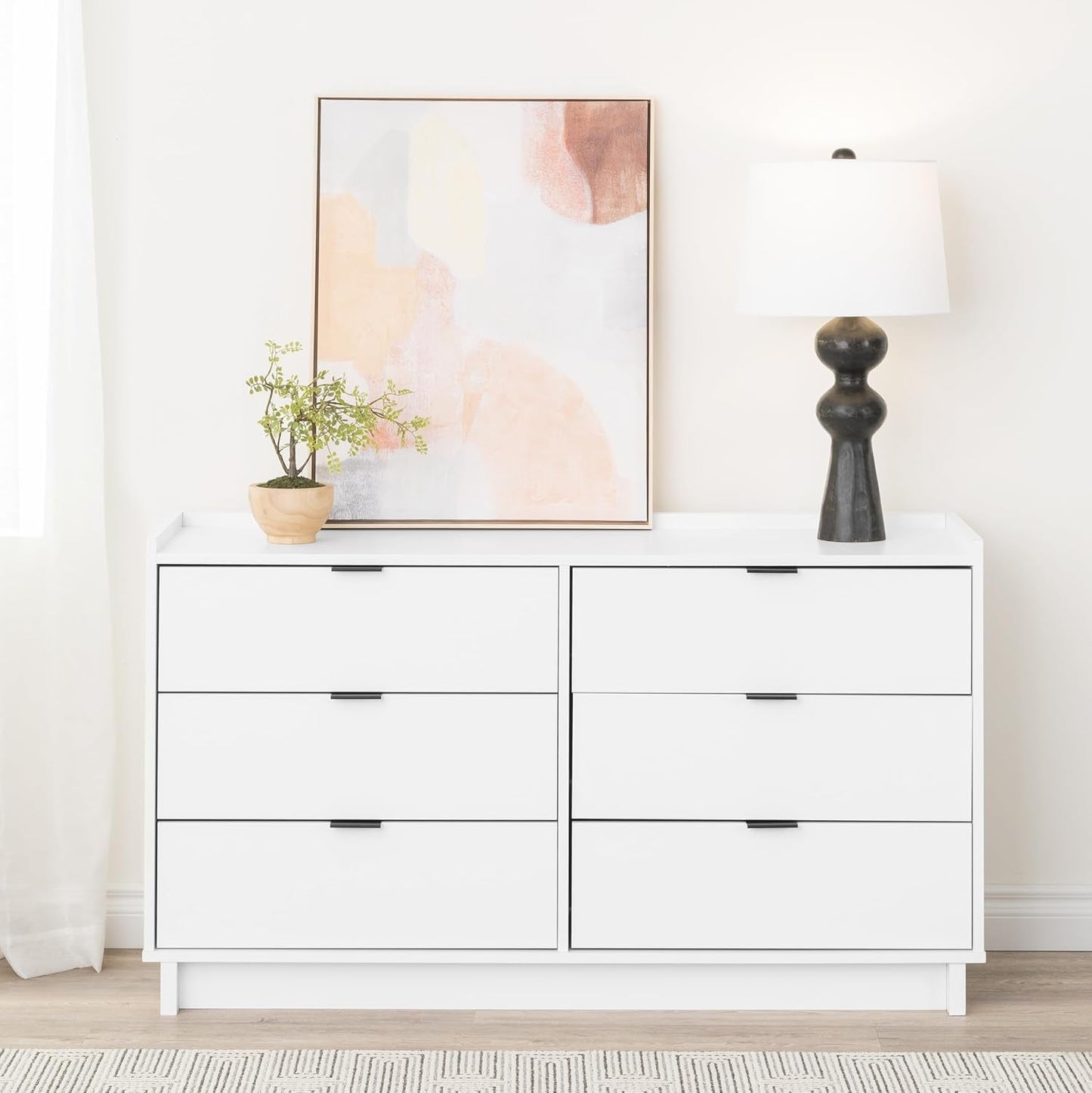 Simply Modern 6-Drawer Double Dresser for Bedroom, Chest of Drawers, Modern Bedroom Furniture, 52.5” Wide X 16” Deep X 29.5” Tall, White-4