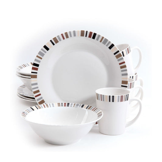 Gibson 12 Piece Lanvale Fine Ceramic Dinnerware Set For 4-0