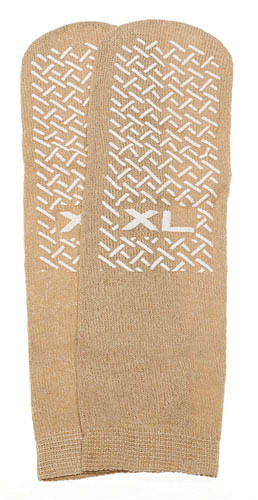 Slipper Socks; XL Beige Pair Men's  10-12  Wms 11-13-0