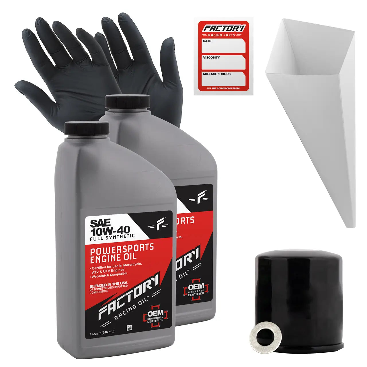 10W-40 Full Synthetic 2 Quart Oil Change Kit For Kawasaki EN650 Vulcan S EX650 Ninja KLE650 Versys Z650 - Oil Change