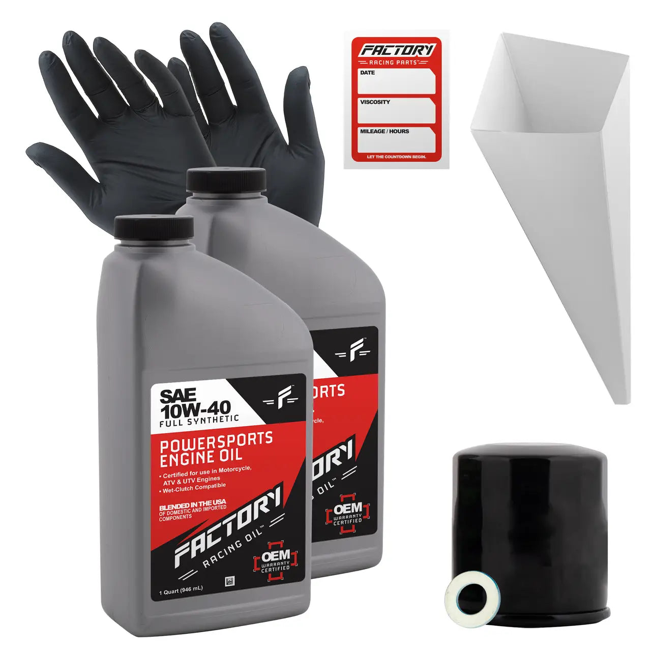 10W-40 Full Synthetic 2 Quart Oil Change Kit For Kawasaki EX650 Ninja KVF360 KVF650 KVF700 Prairie KVF650 - Oil Change