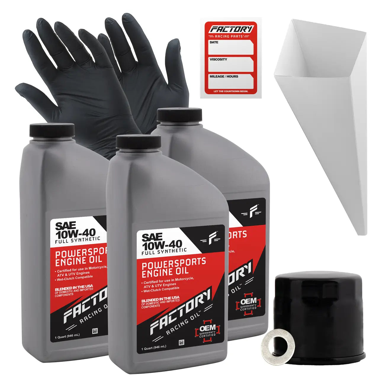 10W-40 Full Synthetic 3 Quart Oil Change Kit fits Suzuki DL650 SV650 LT-A450X LT-A500X LT-A750X - Oil Change Kits