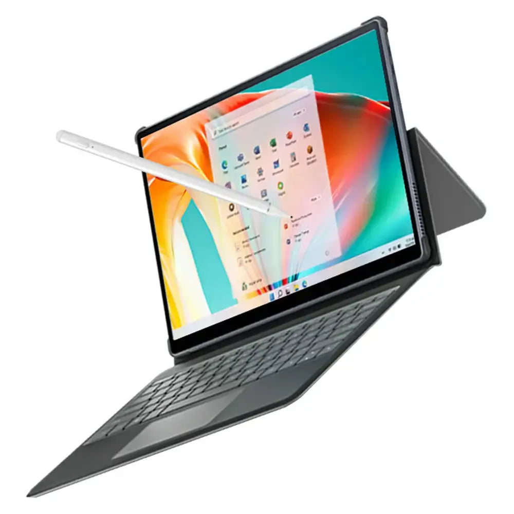 11 Inch Touch Screen Tablet with detachable keyboard, stylus, colorful display, and 750px width