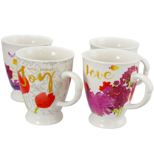 Gibson Home Bold Floral 17.4 oz Cup Set, Set of 4 Assorted Designs-0