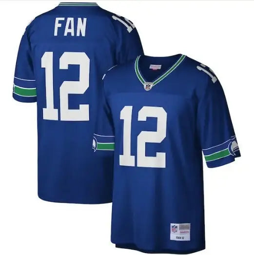 Blue Seattle Seahawks Legacy Replica Jersey with number 12 and FAN on the back