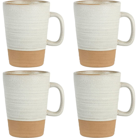 Gibson Elite Dreamweaver 4 Piece 17 Ounce Round Earthenware Mug Set in Sand Cream-0