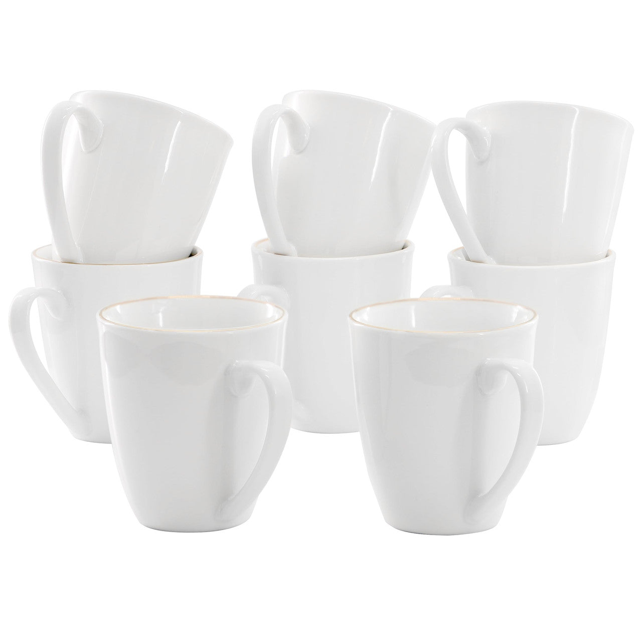Gibson Home Ogalla 8 Piece 12 Ounce Gold Banded Fine Ceramic Mug Set-0