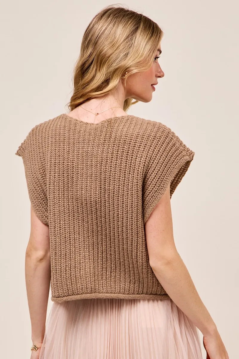 SO ME Big Metal Button Front Sweater Vest