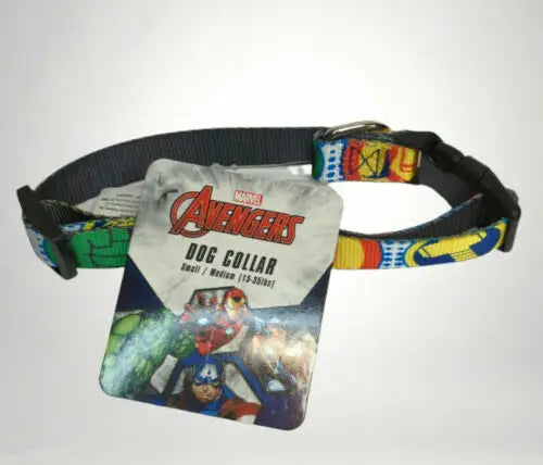 Marvel Avengers-themed dog collar for 15-35 lbs small medium dogs with vibrant design