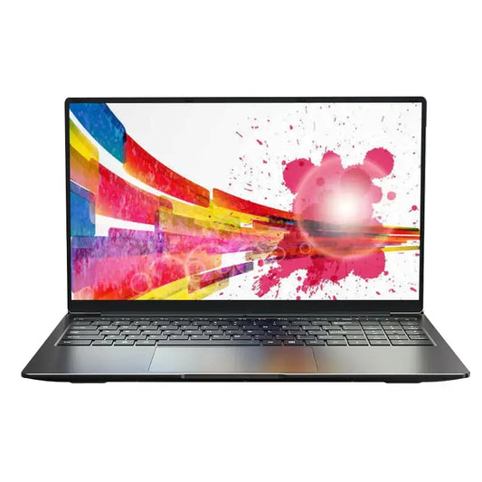 Silver 15.6 Inch Laptop with colorful abstract design on screen, 8GB RAM, 1TB storage