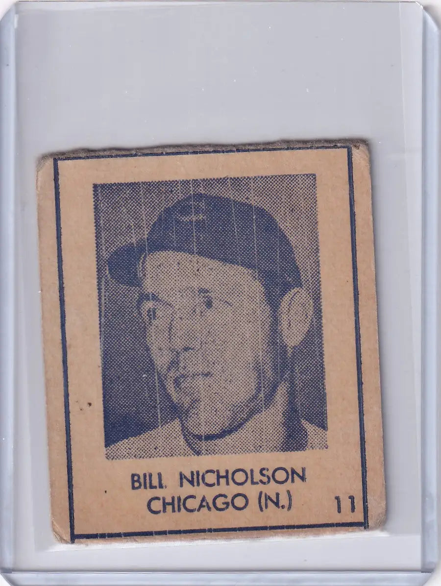 Vintage 1948 R346 Blue Tint #11 Bill Nicholson Chicago Cubs baseball card