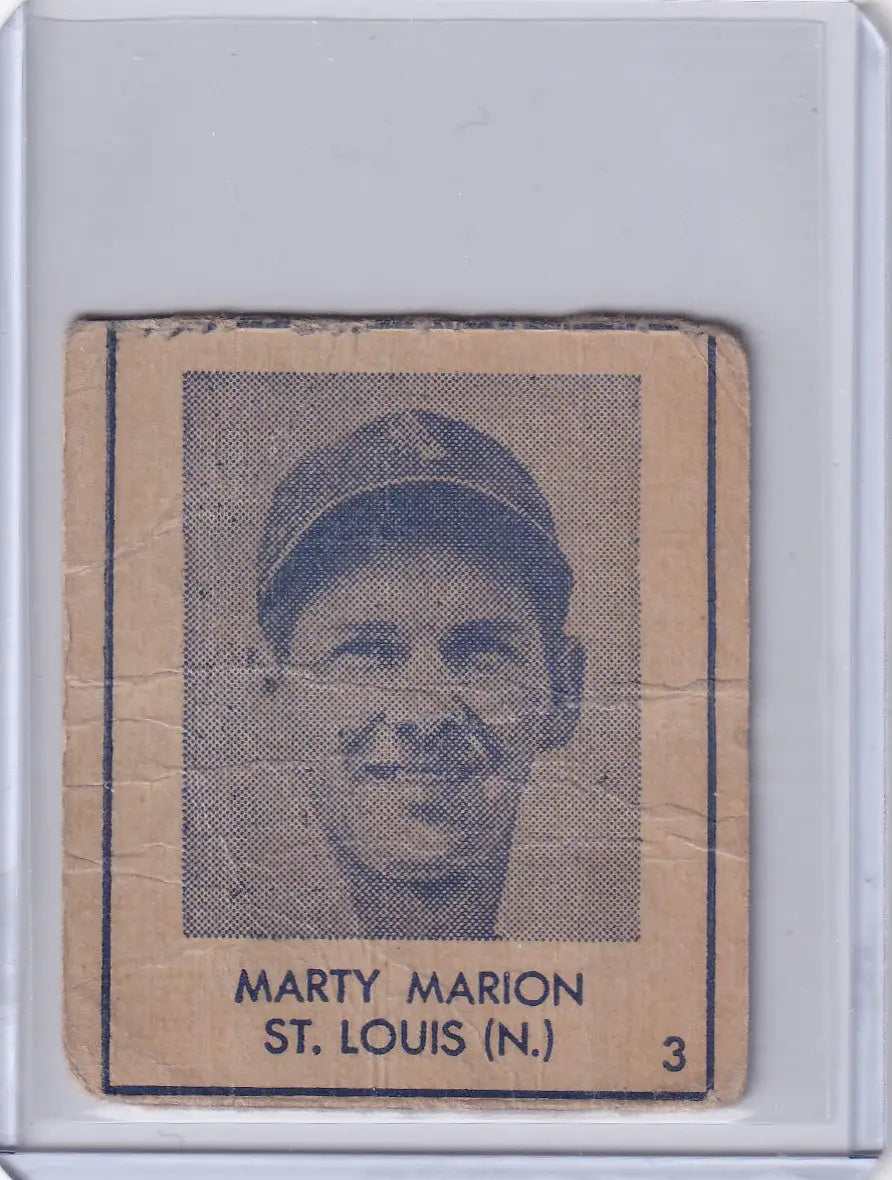 Vintage Marty Marion baseball card from 1948 R346 Blue Tint series featuring St Louis Cardinals