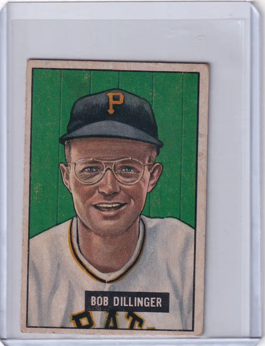 Vintage 1951 Bowman Baseball card of Bob Dillinger from the Pittsburgh Pirates