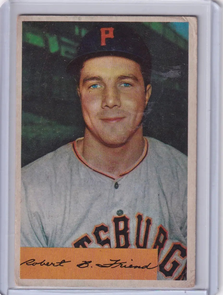 Vintage baseball card 1954 Bowman 43A Bob Friend Pittsburgh Pirates collectible