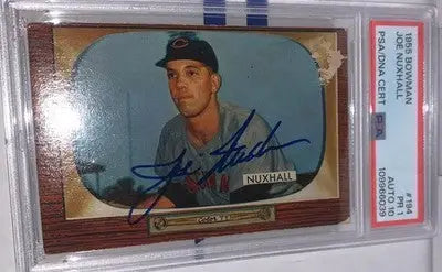 1955 Bowman #194 Joe Nuxhall PSA 1 DNA 10 Signed Autograph Reds Card