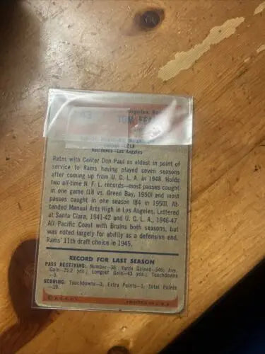 Vintage sports trading card featuring 1955 Bowman #43 Tom Fears collectible item