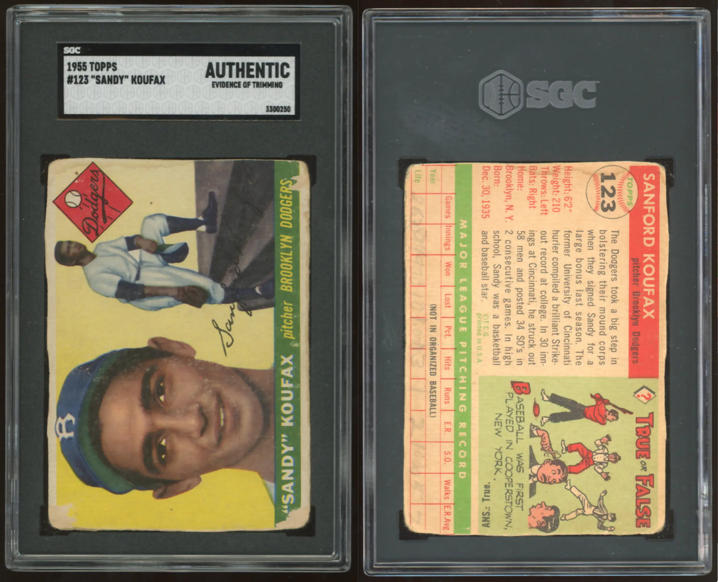 Graded 1965 Topps Sandy Koufax baseball card for sale as a Sandy Koufax rookie