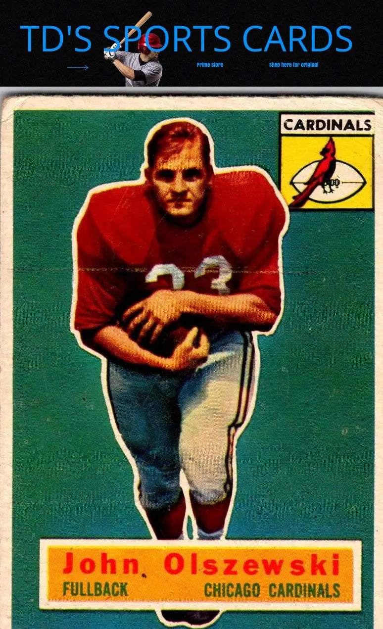 Vintage football card featuring 1956 Topps #106 John Olszewski trading cards
