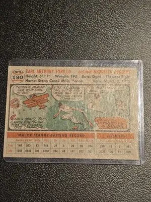 Vintage baseball card featuring Carl Furillo from 1956 Topps #190, a Furillo vintage baseball collectible