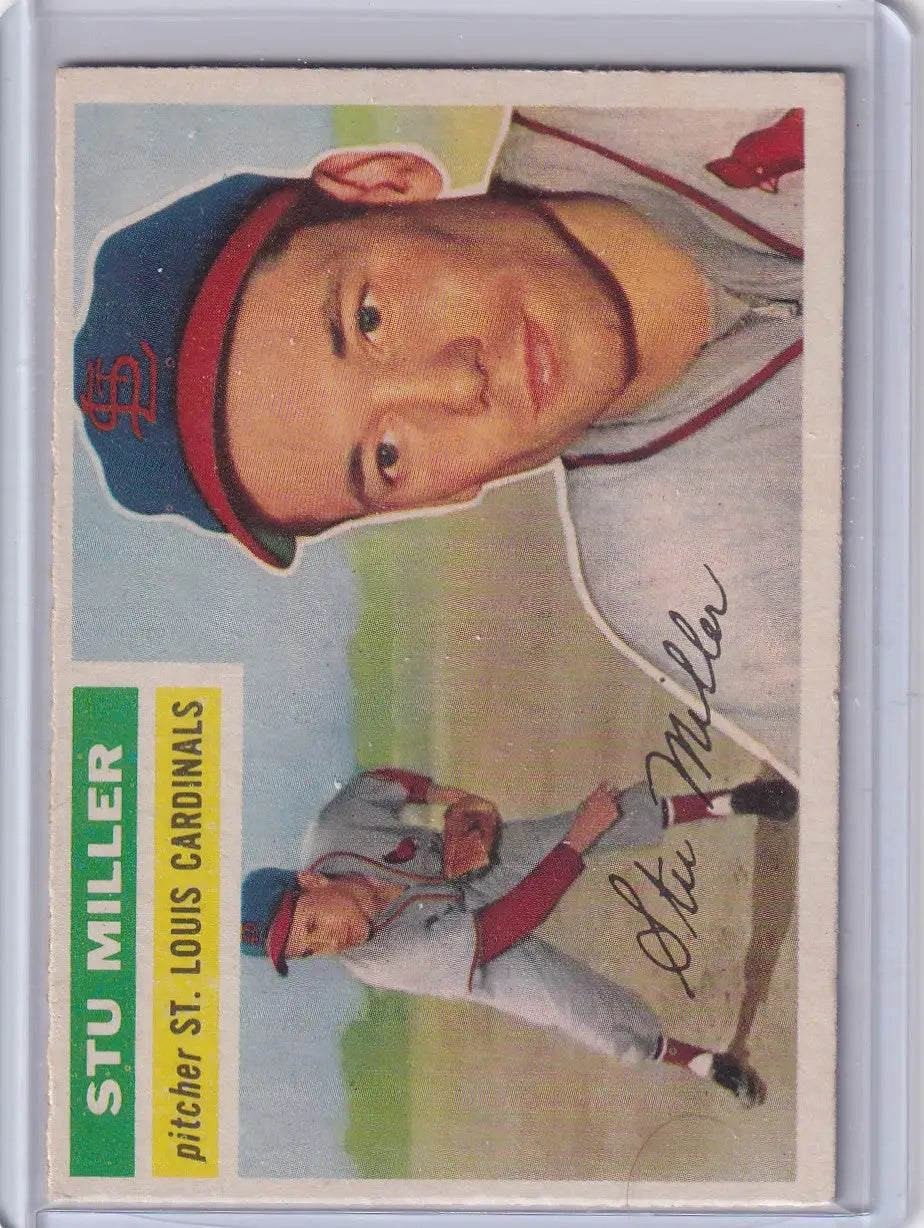 Baseball trading card of Stu Miller from the St. Louis Cardinals 1956 Topps #293