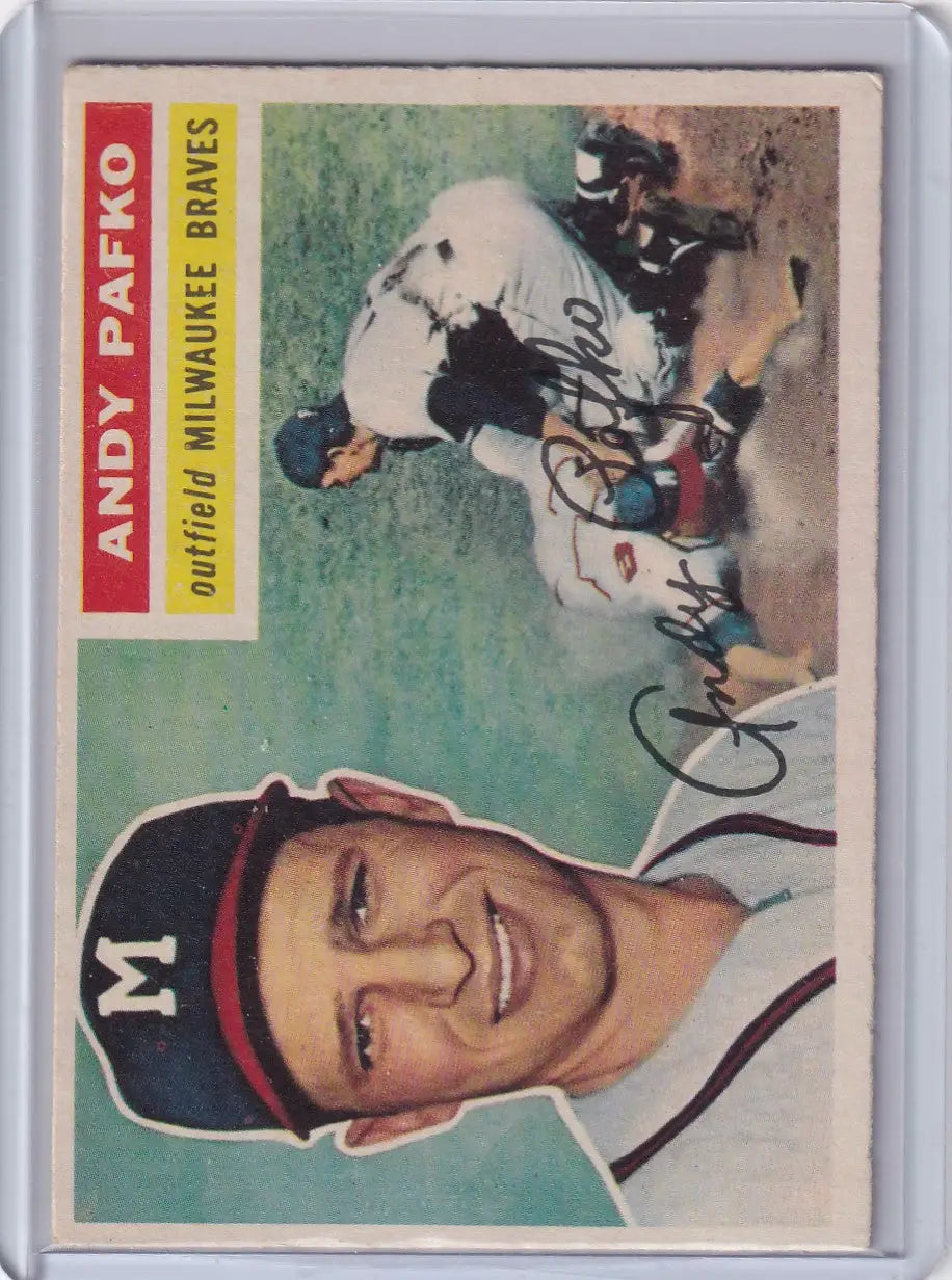 Vintage 1956 Topps Andy Pafko Milwaukee Braves baseball card front view
