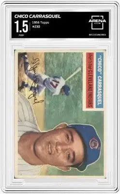 Graded Topps Chico Carrasquel baseball card from 1956 Topps Chico series